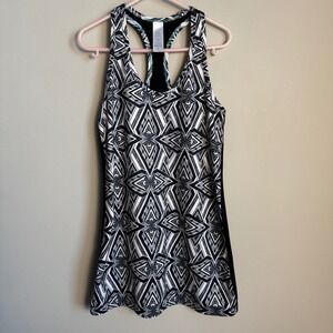 ivivva Kids Girls Racerback Tank Top Geometric Diamond Print Size 12 Black White